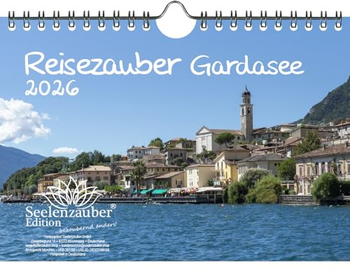 Reisezauber Gardasee DIN A5 Kalender für 2026 Urlaub Mediterran Italien - Inhalt: 1x Kalender 1x Weihnachtsanhänger 1x Grußanhänger (gesamt 3 Teile)