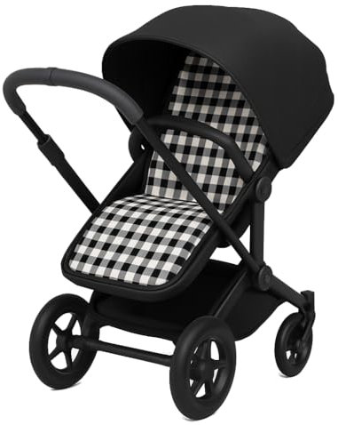 Colchoneta Universal Transpirable para Silla de Paseo – Compatible con Jané, Inglesina, Easywalker, Kinderkraft, UPPAbaby – Funda de Verano para Carrito de Bebé (Vichy negro)