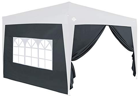 Deuba 2X Parois latérales pour tonnelle Pop up pavillon fenêtre Hydrofuge 300x200cm Anthracite Jardin été Mur côté tonnelle 6x3m fête
