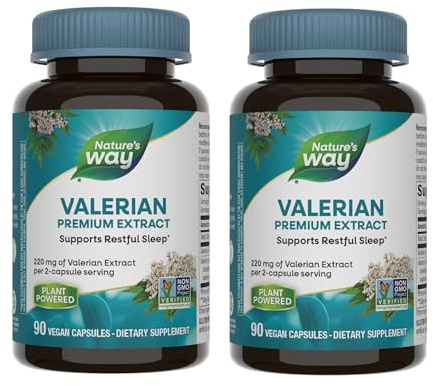 Nature's Way Valerian, 08% Valerenic Acids, Non-GMO Project Verified, Gluten Free, 90 VCaps (2 Pack)
