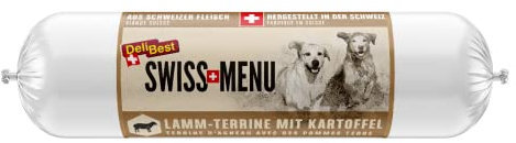 DeliBest Swiss MENU Lamm-Terrine mit Kartoffeln I Nassfutter für Hunde aus 100% Schweizer Lammfleisch I getreidefrei & ohne Zusätze I glutenfreies Hundefutter Adult I 400 g
