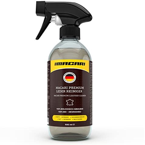 Macari Lederreiniger 500 ml für Auto Möbel Jacke Kleidung Handtaschen Schuhe Sattel