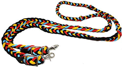 CHALLENGER Horse Western 607509 Zügel, Nylon, geflochten, geknotet, 2,4 m