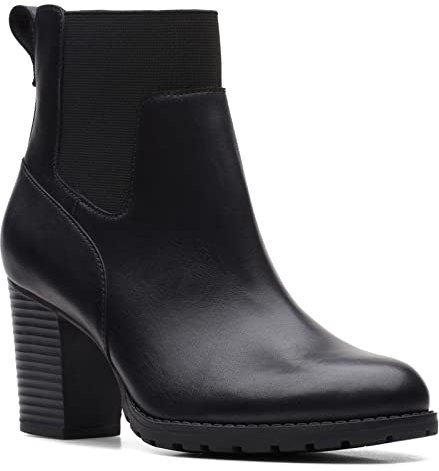 Clarks Damen Verona Ease Mode-Stiefel, schwarzes Leder, 40 EU