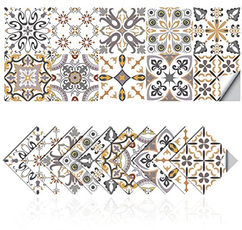 Cendray Mosaikfliesenaufkleber wasserdichte PVC Selbstklebende Dekoration Marokko Stil Einfache Fliesenaufkleber, Küche und Bad DIY Wandaufkleber (20,20x20cm)