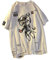 Frauen Gothic T-Shirt Y2K Harajuku Grafik Tops Baumwolle Anime Kleidung (Weiß, L)