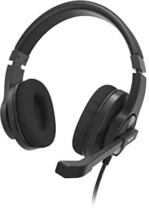 Hama PC Headset, Over Ear Kopfhörer mit Mikrofon (mit Lautstärkeregler und verstellbarem Mikro, inkl. Y-Adapter 2X 3,5mm Klinke, 2m langes Kabel, für Videokonferenzen, Homeoffice, eLearning) schwarz