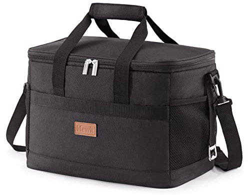 Lifewit Nevera Portatil 20L, Bolso Neveras Isotermica para Hombre, Grande Bolsas Termica porta Alimentos, Cooler Bag Tela Plegable para Playa, Camping, Viaje, Trabajo, Picnic, Negro