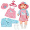 Aolso Kleidung Outfits für Baby Puppen, Puppenkleidung =langärmeliges Trägerkleid+Mütze+Socke+Aufhänger, Puppe Zubehör für Baby Puppen 35-45 cm