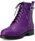 NobleOnly Donna Basso Chunky Blocco Tacco Heel Rotonda Punta Lacci Cerniera Stivaletti Ufficio Classico Scarpe Viola A 39 EU