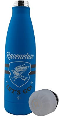 Cinereplicas Harry Potter - Isolierte 500ml Edelstahl Wasserflasche Ravenclaw Auf geht's - Offizielle Lizenz