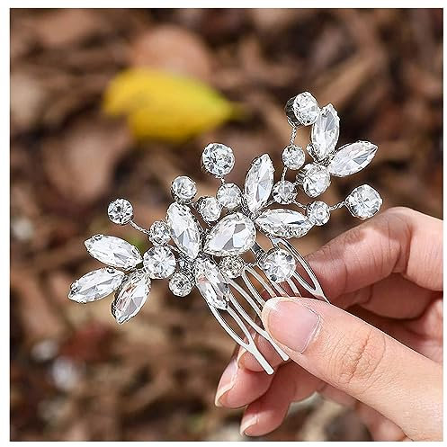 Braut Hochzeit Haarkamm, Kristall Haarschmuck Braut Haarteile Silber Braut Haarteile Kristall Kopfschmuck Hochzeit Haarschmuck für Mädche und Frauen