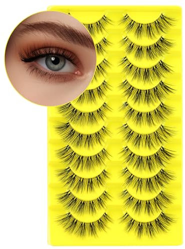 LZM Faux Cils Naturel 10 Paires Bande Fine Cils Fait à La Main Réutilisable Faux-Cils Doux et Court Faux Cil Naturel Lashes Volume Eyelashes (G47)