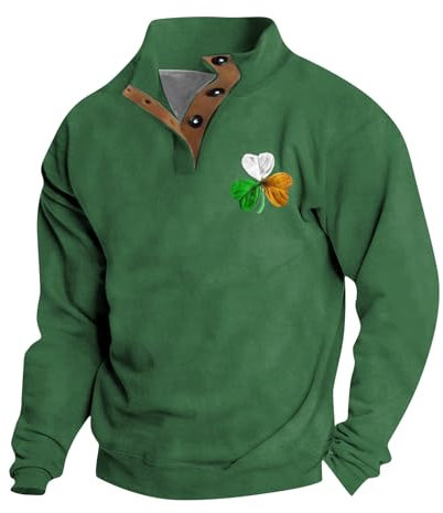 Vasreyy st Patricks Day kostüm Bundeswehr Pullover Hoodie Jacke Herren Polo Shirt Weißes Hemd Weiße Tshirts Herren Hoodie Grün Rollkragen Herren Rugby Shirt Winterjacke Herren Warm (XL, Army Green)