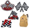 4 Pack Checkered Racing Flag Patches, Flag Embroidery Iron on Patches Auto Car Racing Applique Jean Jacket Biker Motorcycle Winner Sponsored