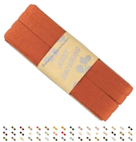 Sandras-Bastelladen Jersey Schrägband/Einfassband elastisch & gefalzt 3m x 20mm - 100% Viskose Ziegelrot