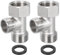 PATIKIL 7/8 and G 1/2 Polished Bidet T Valve Adapter, 2 Set Brass Coated Nickel 3 Way Adapter or Shower Diverter Valve for Bidet Valve Shower Hose Connector