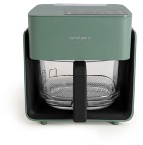 CREATE/AIR FRYER MIST/Ölfreie Heißluftfritteuse 4.2L mit Wasserdampfgarer Salbeigrün/Fassungsvermögen 5-6 Portionen, 6 Programme, Glasbehälter, Zeit- und Temperaturkontrolle, 1300W