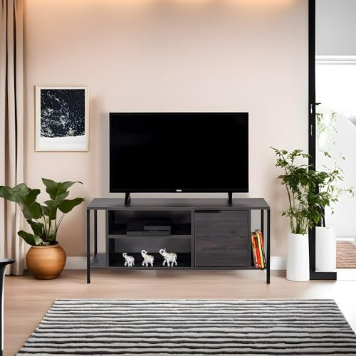 Hanah Home Support TV, mélamine, Marron foncé et Noir, Taille Unique