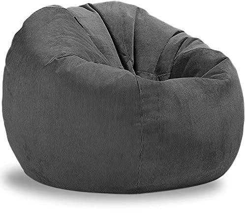 SXBCyan Sitzsackbezug (ohne Füllstoff) for Kinder und Erwachsene, Abnehmbarer, maschinenwaschbarer Grauer Bezug, extra großer Sitzsack, Stofftieraufbewahrung, weicher Premium-Cord(B,90cm)