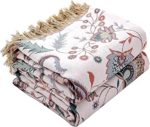 HOORDRY Baumwolle Tagesdecke,Bettüberwurf Wohndecke Sofadecke mit Muster 230x250CM,Doppelseitig Boho Decke Couchdecke Sesseldecke Wendedecke für Fernsehen oder Nap auf dem Stuhl