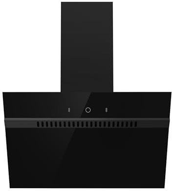 FIREGAS Hotte aspirante inclinée 60 cm, classe A+++, débit d'air 684 m³/h, hotte de cuisine 9 vitesses, commande tactile et gestuelle, hotte murale évacuation ou recyclage, noir
