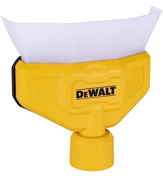 DeWalt DXVA00-1500E Dust Collector has a funnel design for maximum debris capture. A rubber seal not only prevents marring but also ensures a secure fit. The innovative design utilizes vacuum suct