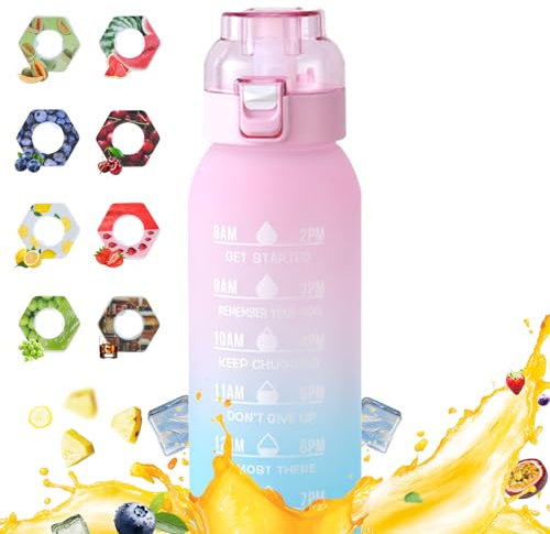 Air Gourde Up 1000 ml, botella de aire botella de agua con 8 cápsulas de gota, botella con sabor a aire, botella de agua para PC (degradado rosa - azul)