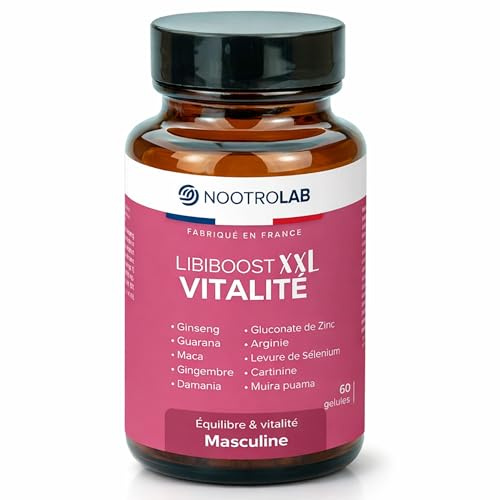 Libiboost – Complément Vitalité Sexuelle Homme – Ginseng, Maca, Zinc, Guarana, Gingembre, Bois Bandé – Libido, Énergie, Érection – Cure 30 Jours – Fabriqué en France – Fertilité, Performance