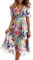 Robe Boheme Chic Mariage Invité Cocktail Fluide Robe Femme Chic Et Elegant Boheme Dentelle Vetement Ete Manches Courtes Fleurie Légère Pas Cher Summer Dress(Rose,M)
