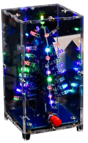 Flaroey DIY Christmas Tree Kits Colorful RGB LED Christmas Tree Electronic Science Assemble Kit for Christmas Trees DIY B