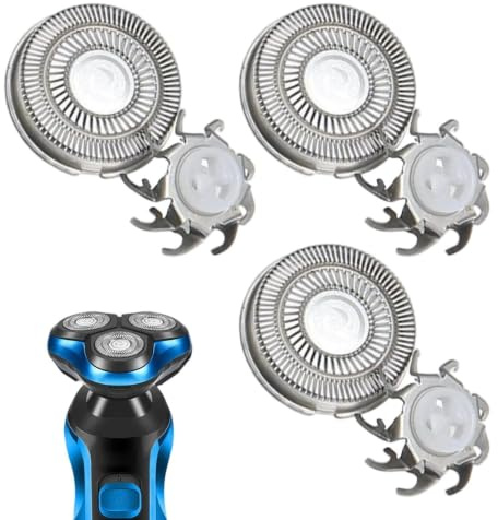 Ersättningshuvuden för rotationsrakapparat, ergonomisk design, ingen dragning, metallisk, för män, resenärer, morgonrakning, ergonomisk, elektrisk, ersättare, komfort och blad för dagligt bruk,