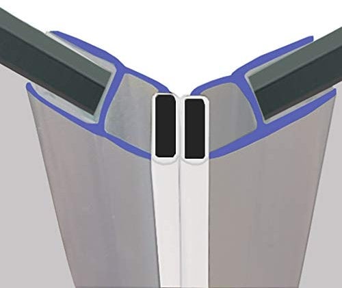 Magnetic Shower Seals | Sold in Pairs | Fits 10mm Glass | 135° Magnet for Straight or Quadrant Doors | 2 Metres Long | MAG003