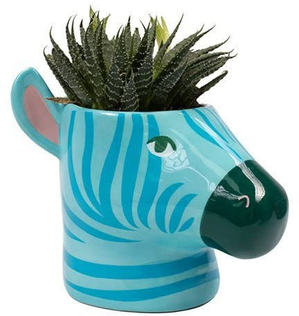 Fizz Creations Zebra Plant Pot - Black and White, Medium (2.87L), Indoor, Plastic, Tabletop, Animal Print Design