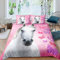 Loussiesd Pferd Bettwäscheset 135 x 200 cm Weißes Pferd Schmetterling Muster Bettbezug Set für Mädchen Kinder Frauen Bettwäsche Weiß Rosa 2 Stück betten Set mit 1 Kissenbezug 80x80cm