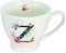 G Decor White Floral, 350ml, Alphabet A-Z Ceramic Tea Coffee XL Cup Mug, Novelty Drinkware for Morning or Evening Drink (Z)