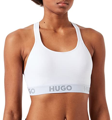 HUGO Damen Padded Sporty Logo Bralette, White100, M EU