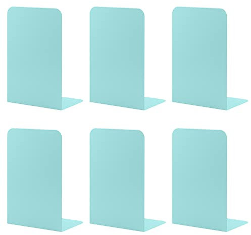 MSDADA Buchstützen aus Metall L, 102x203x135mm, 3 Paar CD Buchständer Kinder, Bücherregal für Schule Zuhause Büro Bibliothek Decorative(Türkis)