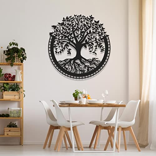 Dekory Décoration murale Arbre de vie en métal, Décor mural Arbre de vie, Art Mural style industriel, Décoration Maison Intérieur Salon - 47 x 49 cm [18,5'' x 19,3'']