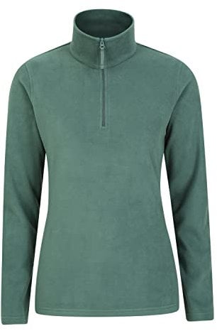 Mountain Warehouse Camber Half Zip Women's Fleece - Lightweight, Warm & Cosy Half Zip Sweatshirt Top - Best for Camping, Outdoors, Travelling & Hiking Khaki (Plain) XL