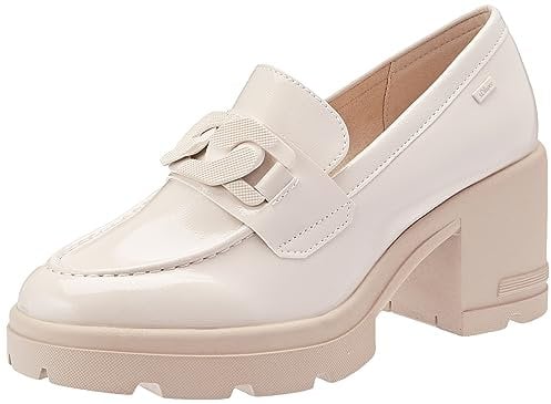 s.Oliver Damen Loafer mit Absatz Blockabsatz Elegant, Beige (Beige Patent), 40 EU