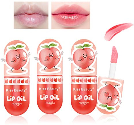 Feuchtigkeitsspendender Plumping Lipgloss, Temperatur Farbwechsel Langanhaltende Feuchtigkeitsspendende Lippenpflege Lip Oil Gloss, Transparentes Pflegendes Lip Plumper Oil für Frauen und Mädchen