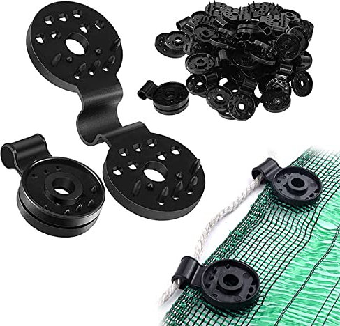 Shade Cloth Heavy Duty Lock Grip, Shade Cloth Plastic Clips, Sunshade Net Shading Fixed Clip Buckle Plastic, Windproof Awning Clamp Grip, Round Plastic Black Clips for Sun Shade Net (100pcs)