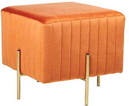 Pouf orange 45 x 45 cm goldene Metallbeinen Samtstoff Dayton