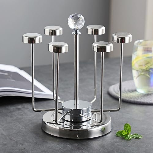 BradOc Flaschenhalter Für Sodastream, Abtropfgestell Flaschen, 6-Er Flaschenständer Aus Metall, Tassenhalter Mit Abtropfschale Und Flaschentrockner Für Flaschen Und Tassen,Silber