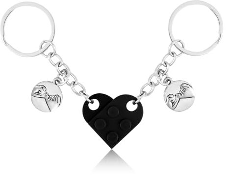 XIHIRCD Passende Herz Schlüsselanhänger für Paare, Individueller Pärchen-Schlüsselanhänger Pinky Promise-Anhänger Pärchen & Freundschaft Geschenk für Freundin Freund Paare(Schwarz)