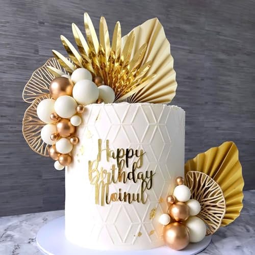 JeVenis Champagne Cake Topper Rose Tortendeko Kugeln Gold Leaves Wedding Cake Toppers for Wedding Bridal Shower Birthday Party