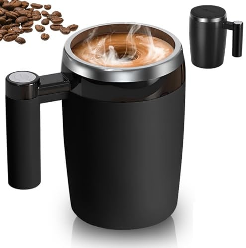Yuehuamech Tazza da Caffè Auto-Mescolante Magnetica 400ml in Acciaio Inossidabile, Tazza Elettrica per Casa, Ufficio, Viaggi