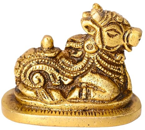 Messing Pooja spirituelle Skulptur indische antike Statue Dekor für Hauseingang Tempel Dekoration Festivals Diwali und Geschenk (Nandi Idol)
