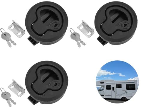 beejune 3 Stück Push Lock Schloss Wohnmobil, Camping Schubladen Verschluss, Wohnmobil Schubladenverriegelung, Pushlocks Camper, Mit Schlüsseln, Für Wohnmobil Camper Ausbau Druckschloss (Schwarz)